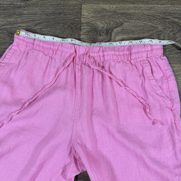 Charter Club Luxury Linen Pants M Pink Wide Leg Elastic Drawstring Waist - Picture 7 of 13